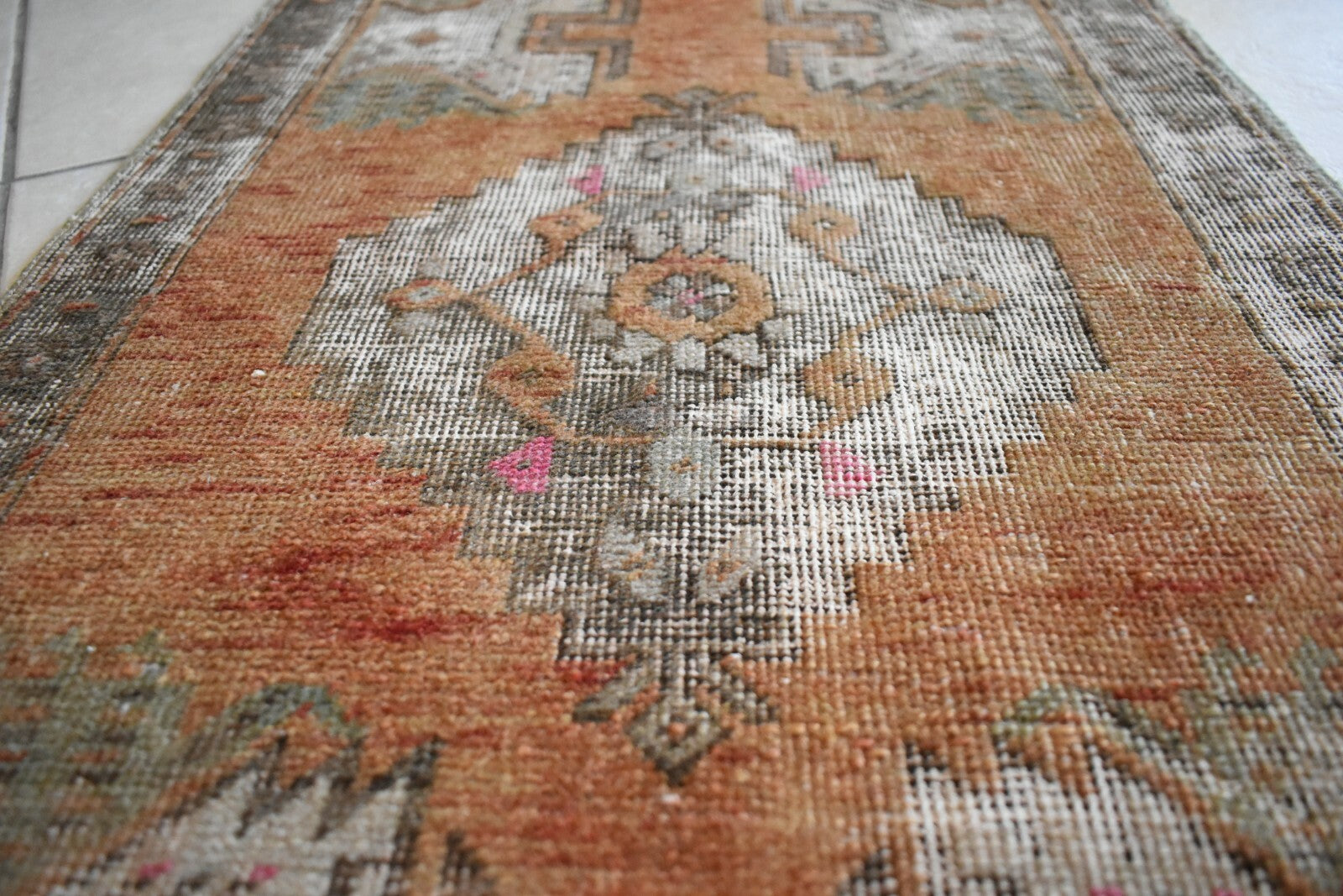 Turkish Runner 2.7x1.5 ft Runner Vintage Oushak Runner Small Faded Runner Y14