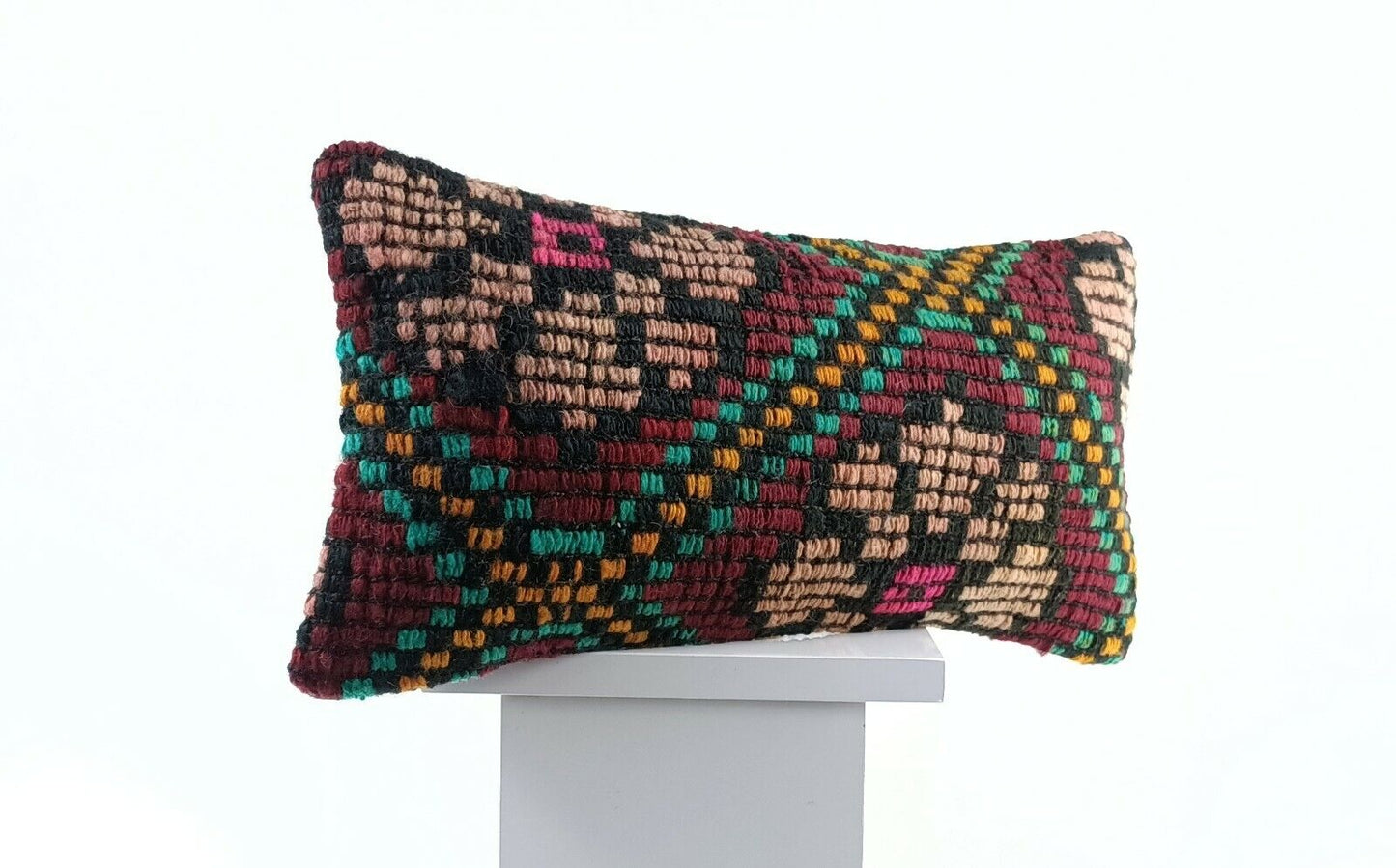 Kilim Pillow Cover 8x16 in Handmade Turkish Traditional Ottoman Boho Lumbar E723