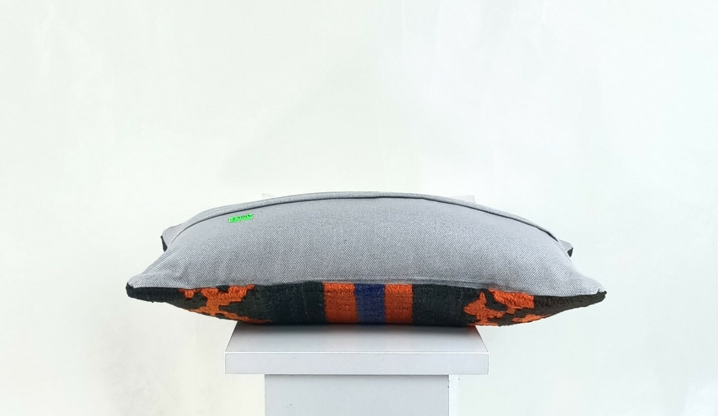 Kilim Lumbar Cover 8x16 in Handmade Oriental Rug Tribal Ethnic Pillow Case A1043