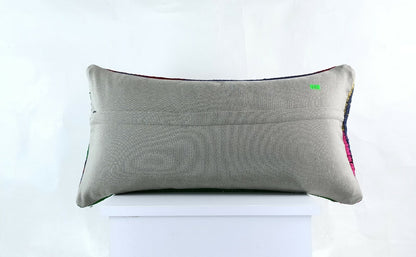Kilim Lumbar Pillow Cover 12"x24" Handmade Oushak Traditional Ethnic Boho E913
