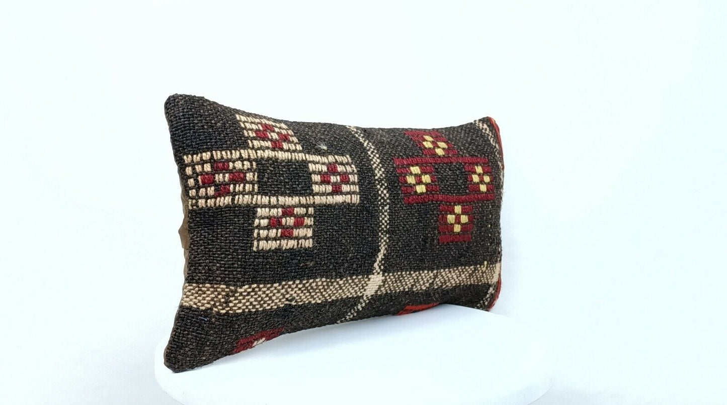 8x16 Handmade Turkish Kilim Pillow Cover Ethnic Tribal Kilim Lumbar Cushion E365