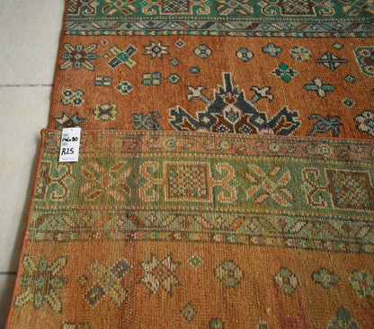 Oushak Runner 4.7x2.6 ft Handwoven Turkish Runner Vintage Runner Floor Rug R25