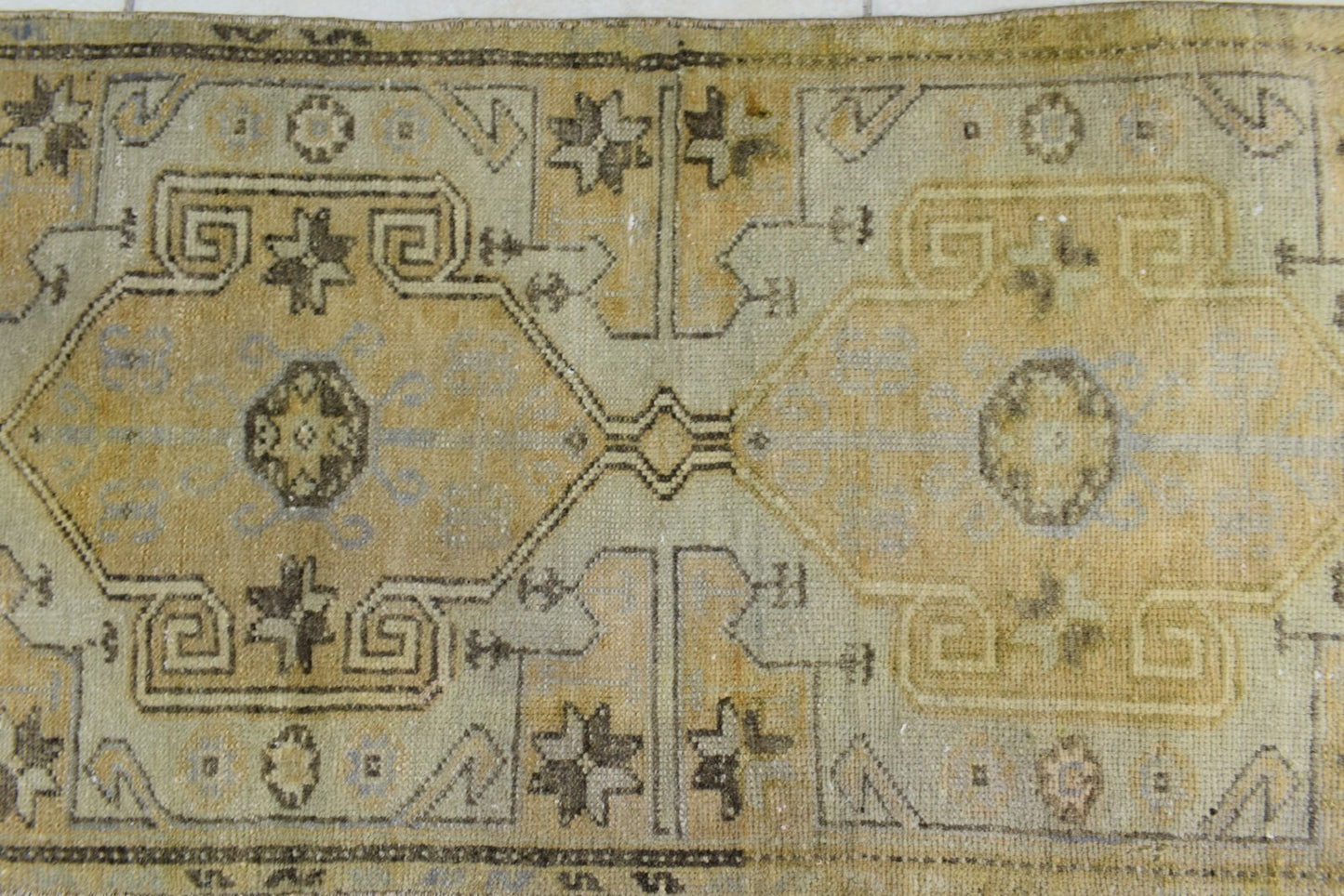 Vintage Runner 3.3x1.6 ft Mini Turkish Rug Oushak Runner Anatolian Runner Y95