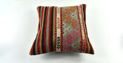 18"x18" Kilim Pillow Cover  Handmade Turkish Vintage Cushion Tribal Lumbar 3397