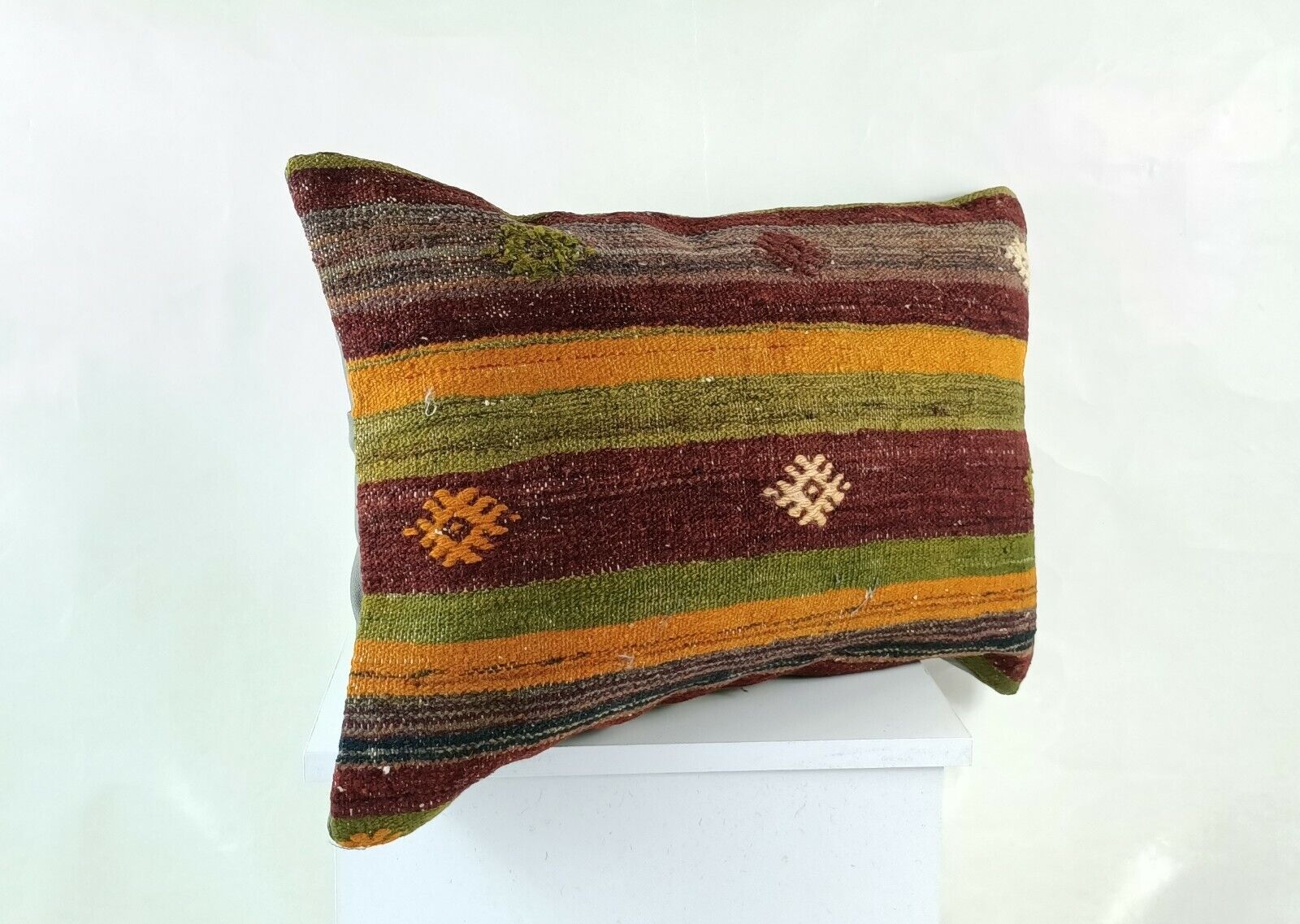 Kilim Pillow Cover 16x24 in Traditional Handmade Anatolian Lumbar Cushion  E1289