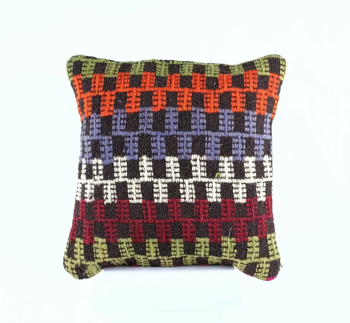 Turkish Handmade Kilim Pillow Cover 16x16 Home Decorative Wool Throw Lumbar A621