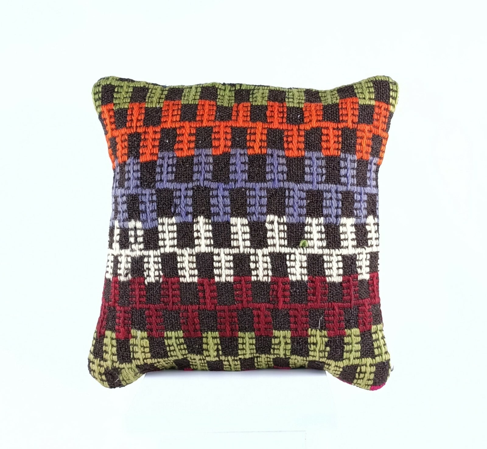 Turkish Handmade Kilim Pillow Cover 16x16 Home Decorative Wool Throw Lumbar A621