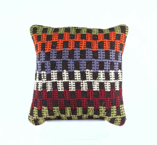 Turkish Handmade Kilim Pillow Cover 16x16 Home Decorative Wool Throw Lumbar A621