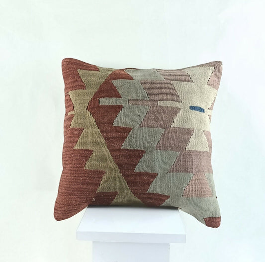 Kilim Cushion Case 16x16 Traditional Handmade Oushak Throw Pillow Cover A847