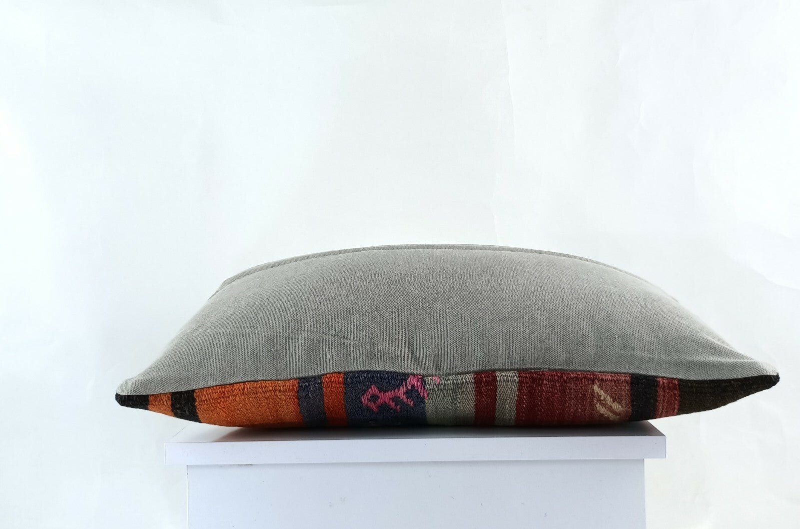 Kilim Pillow Cover 12x20 Handmade Turkish Rug Boho Ethnic Lumbar Cushion E1069