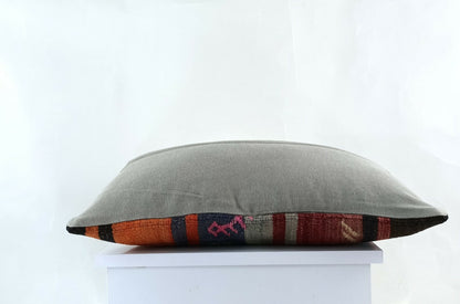 Kilim Pillow Cover 12x20 Handmade Turkish Rug Boho Ethnic Lumbar Cushion E1069