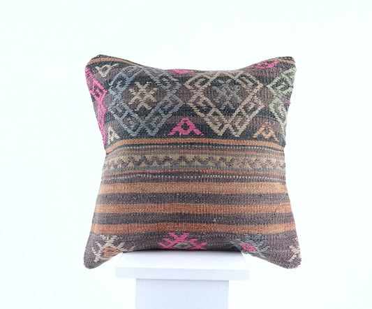 16x16 Ethnic Vintage Turkish Rug Pillow Cover Home Decorative Boho Cushion E808