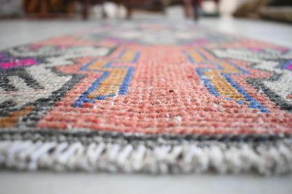 Oushak Runner 3.1x1.3 ft Vintage Turkish Rug Small Runner Anatolian Rug Y10