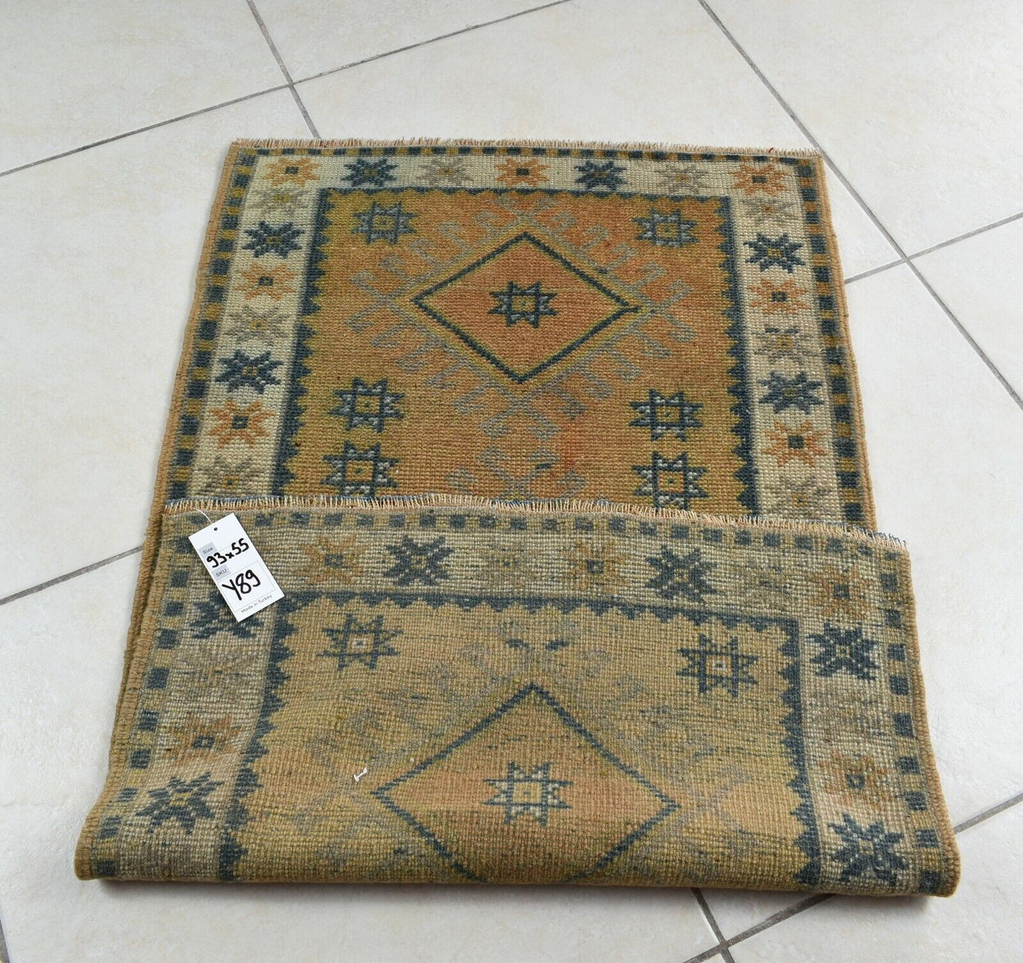 3x1.8 ft Anatolian Runner Small Vintage Rug Oushak Runner Mini Turkish Rug Y89