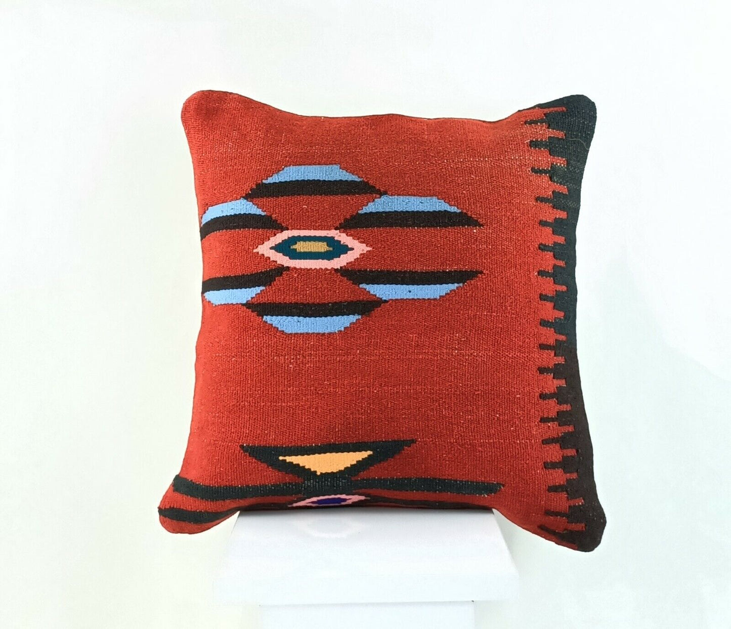 Kilim Sofa Pillow Cover 16x16 Handmade Vintage Pillow Boho Cushion Cover A696