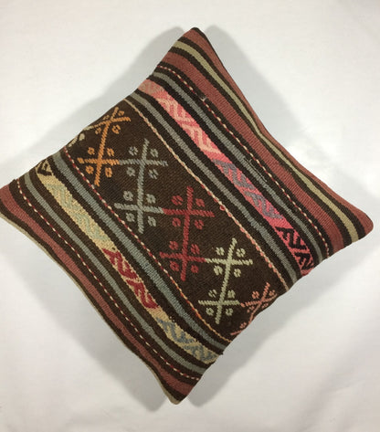 18"x18" Kilim Pillow Cover  Handmade Turkish Vintage Cushion Tribal Lumbar 725