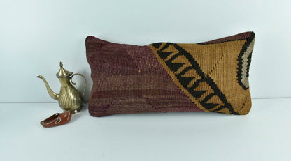 Kilim Lumbar Pillow Cover 10x20 Decorative Sofa Couch Handmade Cushion A1772