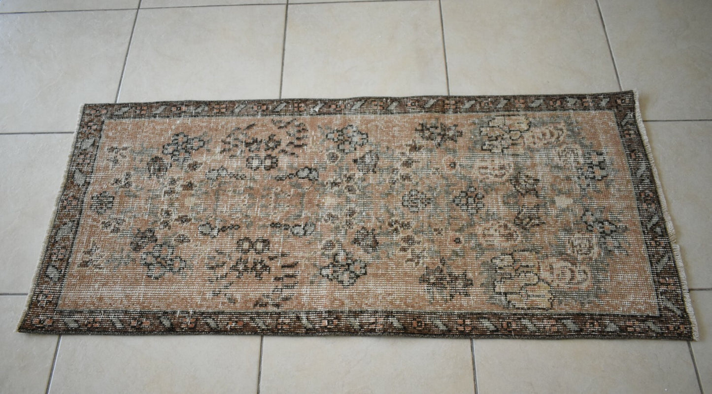 Small Turkish Runner 4.5x1.9 ft Vintage Runner Hallway Runner Handwoven Rug R15