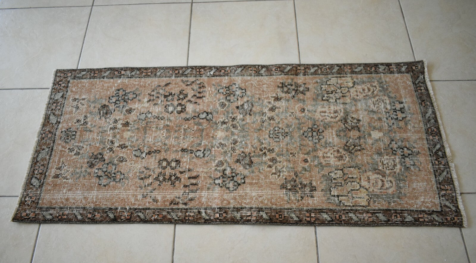 Small Turkish Runner 4.5x1.9 ft Vintage Runner Hallway Runner Handwoven Rug R15