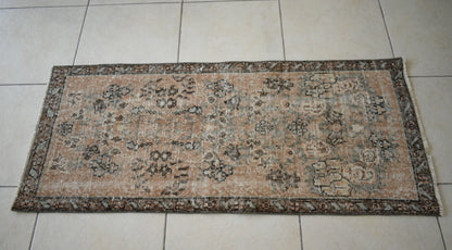 Small Turkish Runner 4.5x1.9 ft Vintage Runner Hallway Runner Handwoven Rug R15