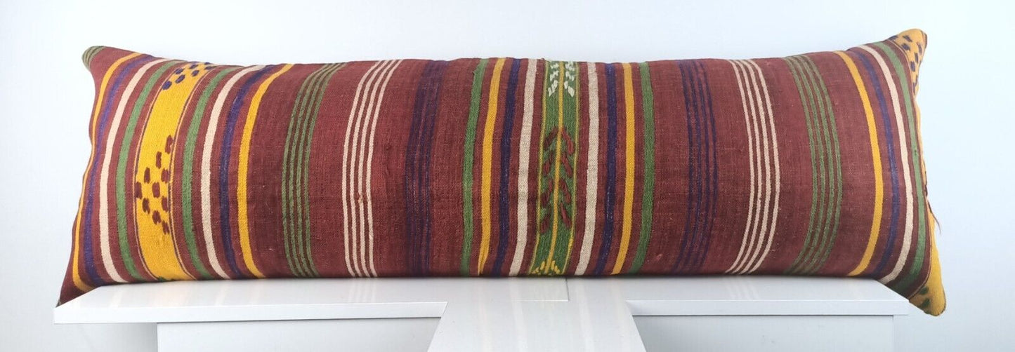 Extra Large Kilim Pillow Cover 16x48 Handmade Ethnic Boho Oriental Lumbar A1605