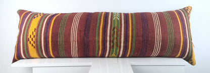 Extra Large Kilim Pillow Cover 16x48 Handmade Ethnic Boho Oriental Lumbar A1605