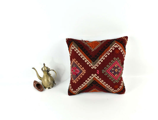 Kilim Pillow Cover 14x14 Vintage Home Decorative Sofa Couch Cushion 3474