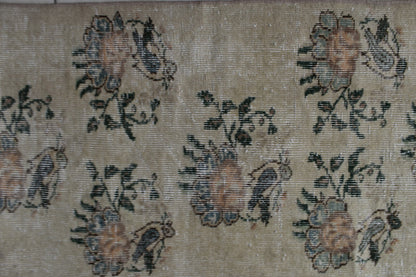 Vintage Oushak Rug 5.4x2.1   ft Turkish Floor Rug Faded Area Rug Oriental Rug