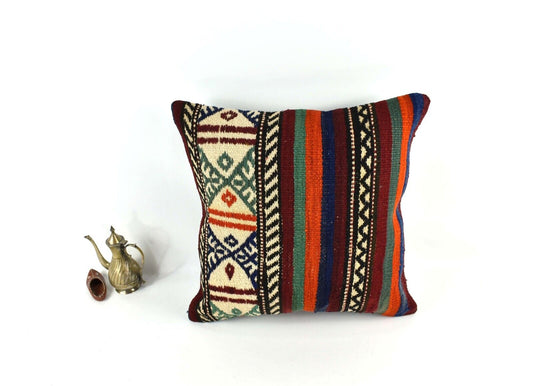 20x20 Kilim Pillow Cover Handmade Vintage Oushak Kilim Cushion Cover 3508