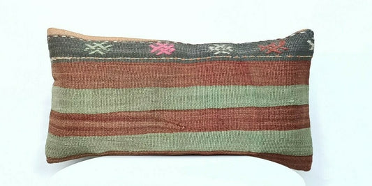 Turkish Cushion Cover 8x16 Handmade Vintage Boho Ethnic Throw Pillow Case E358