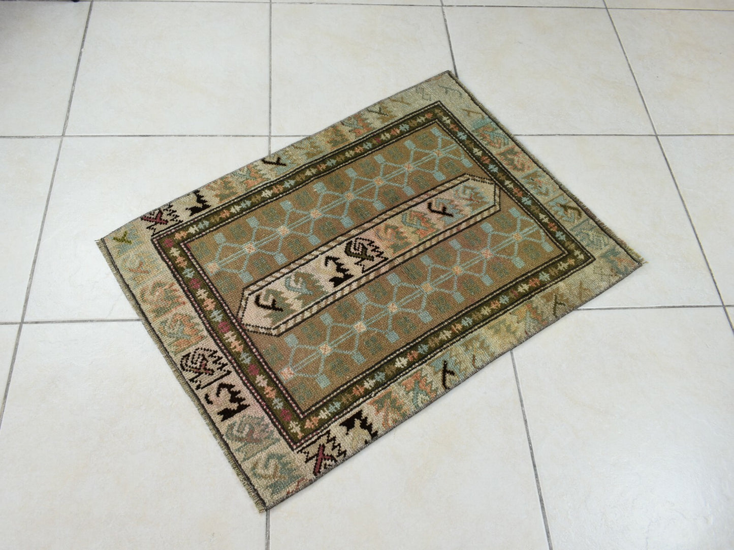 Turkish Runner 2.7x1.9 ft Mini Anatolian Rug Vintage Runner Turkish Runner Y104