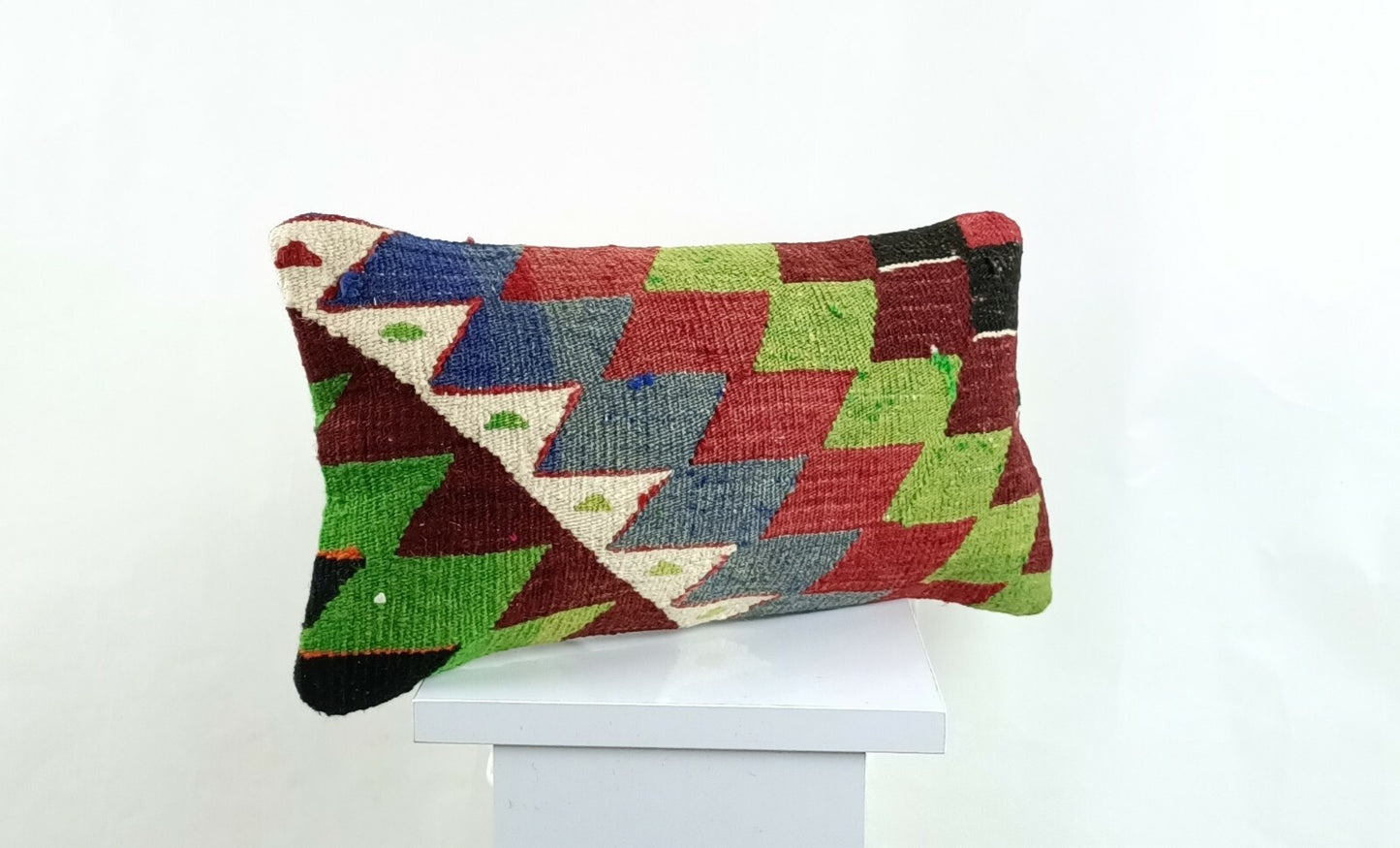 Kilim Pillow Cover 8x16 in Handmade Oriental Rug Tribal Ethnic Lumbar Case A1370