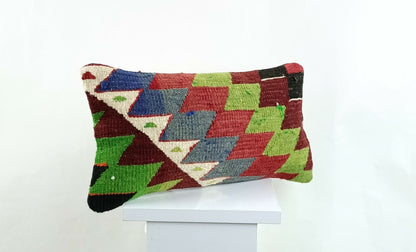 Kilim Pillow Cover 8x16 in Handmade Oriental Rug Tribal Ethnic Lumbar Case A1370