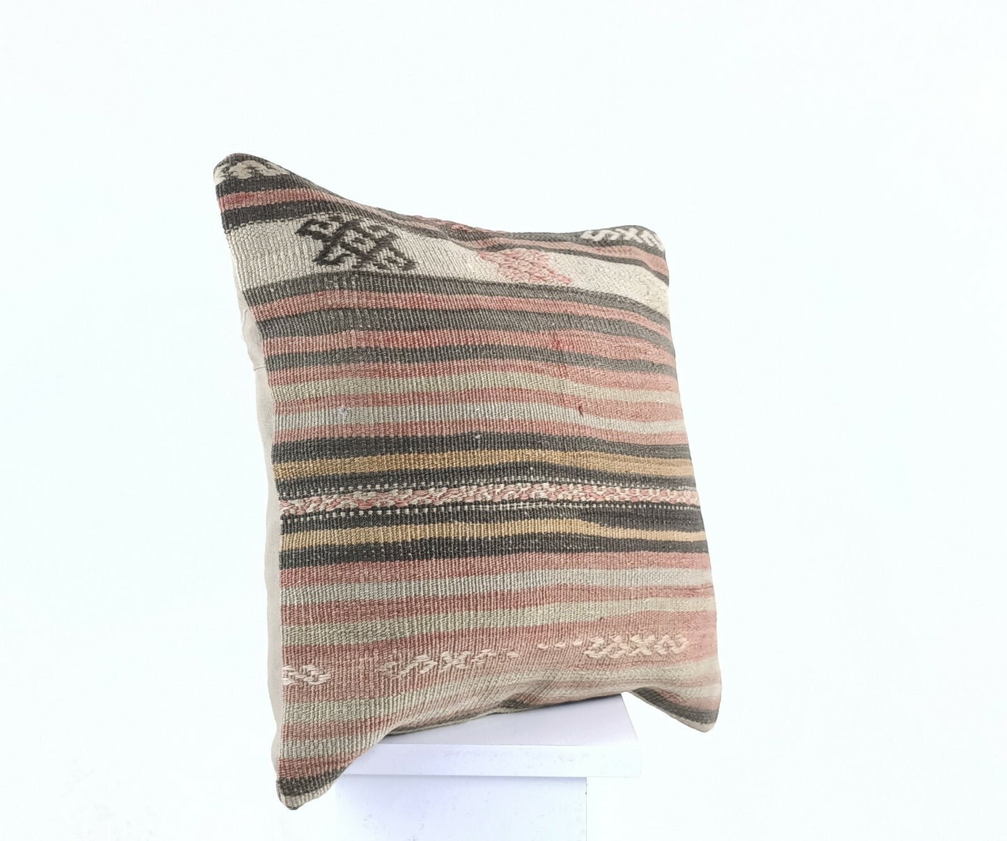  Turkish Kilim Pillow Cover 16x16 Home Decorative Wool Oushak Rug Cushion A532