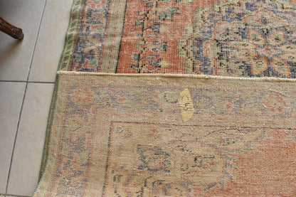 Handmade Area Rug 8.6 x 5.5 ft Distressed Anatolian Vintage Medallion Rug  C45