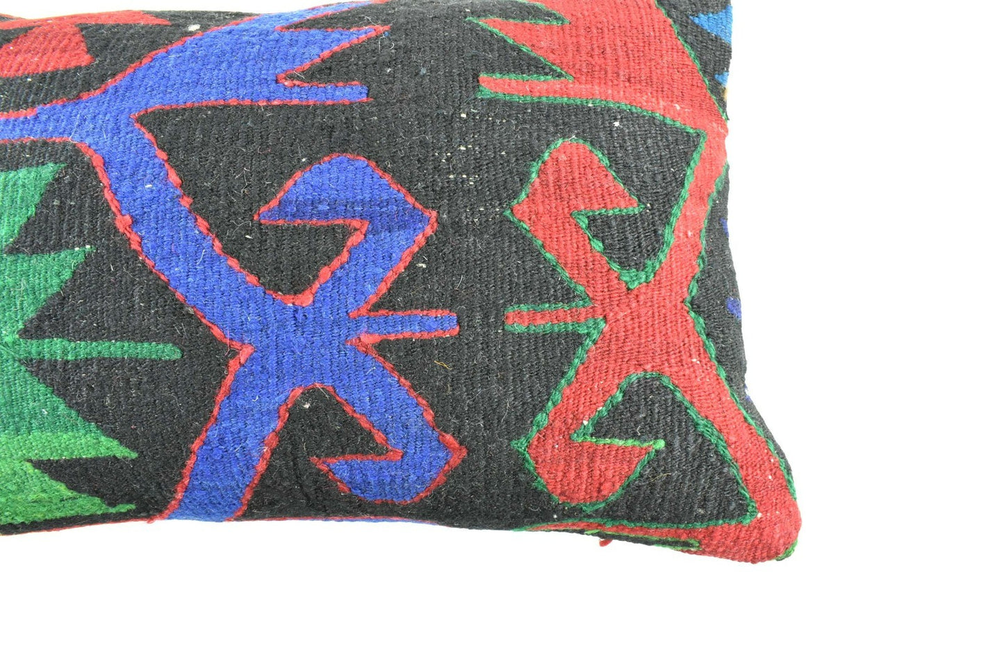 Kilim Pillow Cover 12x20 Turkish Handmade Vintage Couch Lumbar Cushion  A1813