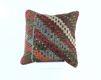 18"x18" Kilim Pillow Cover  Handmade Turkish Vintage Cushion Tribal Lumbar 1831