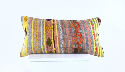 Home Decorative Handmade 12x24 Tribal Vintage Turkish Kilim Pillow Cover 2093