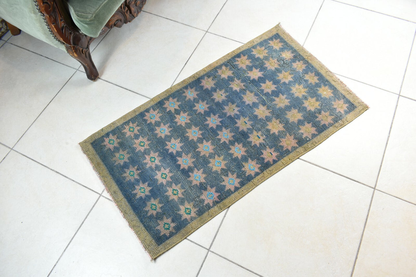 Anatolian Runner 3.2x1.7 ft Vintage Turkish Runner Oushak Runner Rug Y37