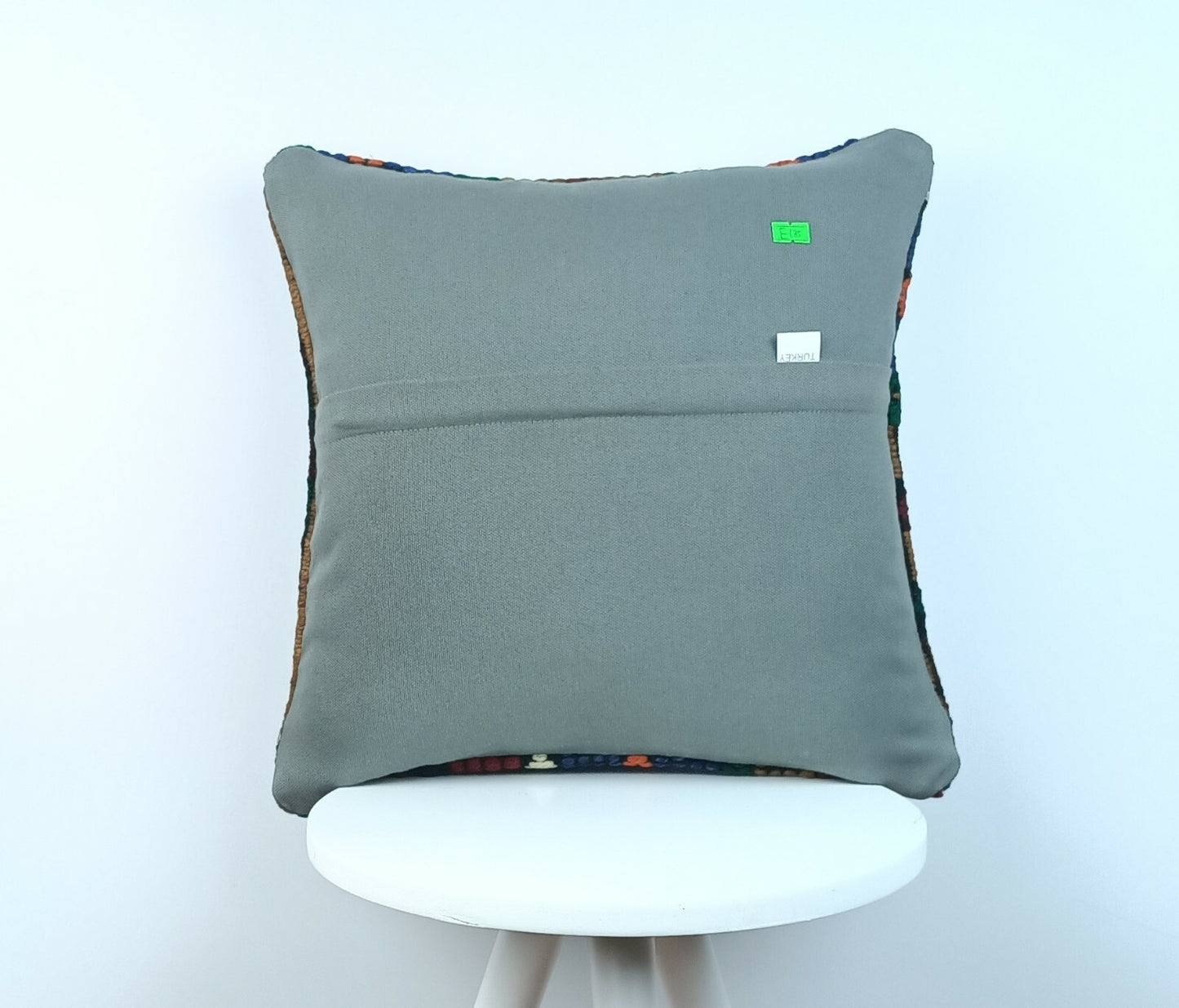 Handmade Turkish Kilim Pillow Cover 16x16 Vintage Rug Tribal Lumbar Cushion E185