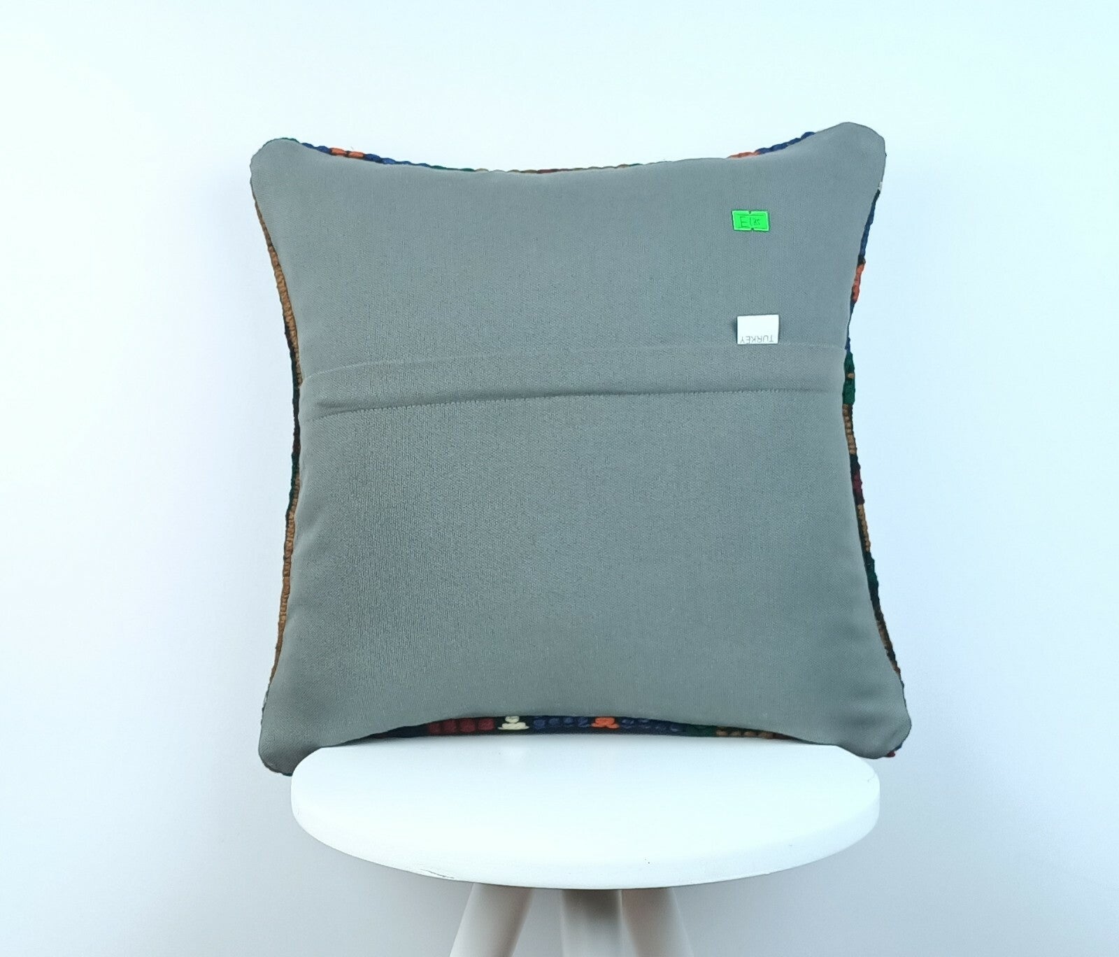 Handmade Turkish Kilim Pillow Cover 16x16 Vintage Rug Tribal Lumbar Cushion E185