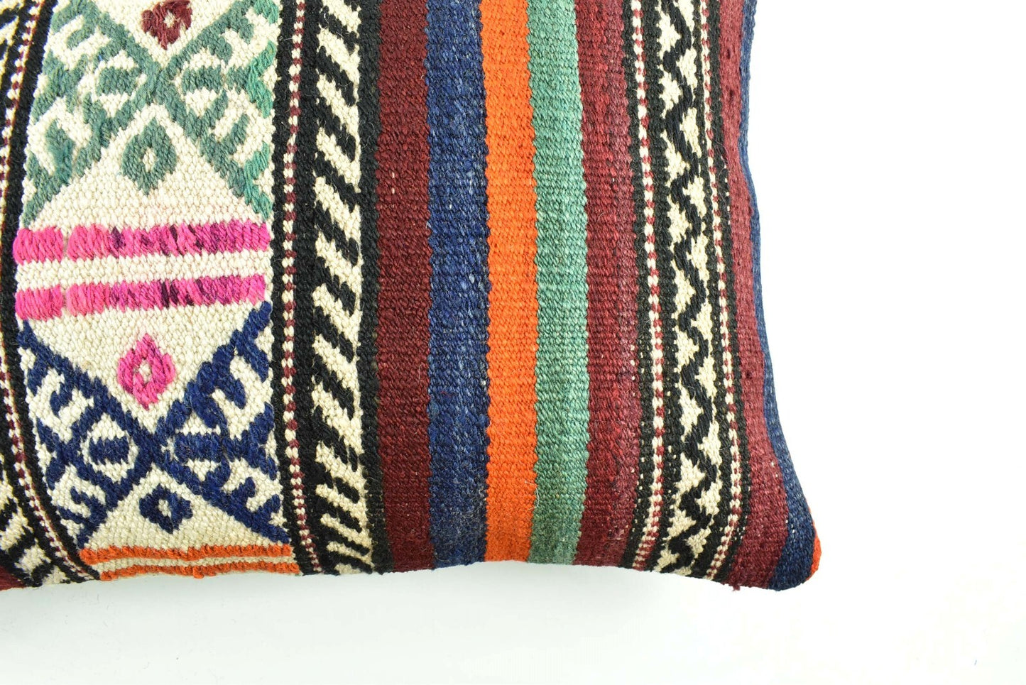 Kilim Pillow Cover 16x24 Tribal Vintage Turkish Carpet Lumbar Pillow Cover 3099