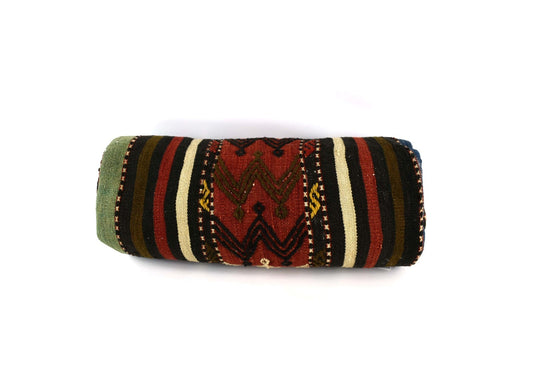 Kilim Bolster Pillow Cover 8x20 in Tribal Vintage Turkish Carpet Bolster Cushion