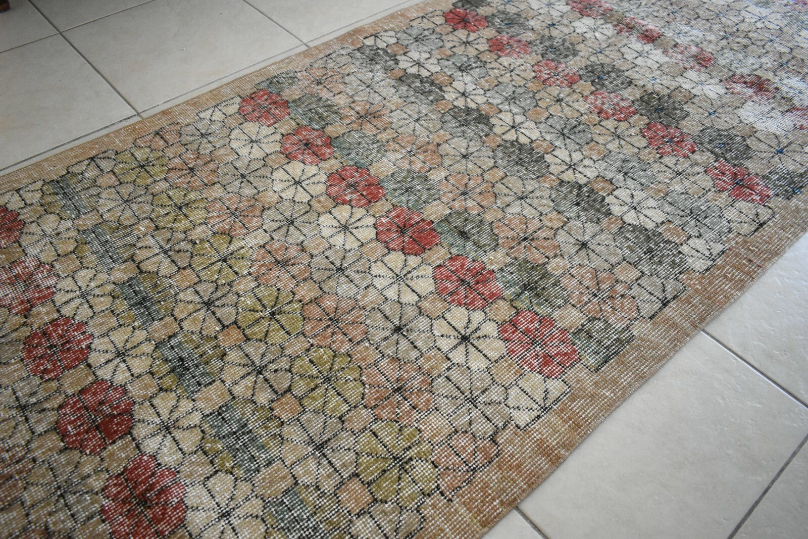 Vintage Runner 8.5x3.3 ft Oushak Runner Anatolian Rug Faded Turkish Runner R09