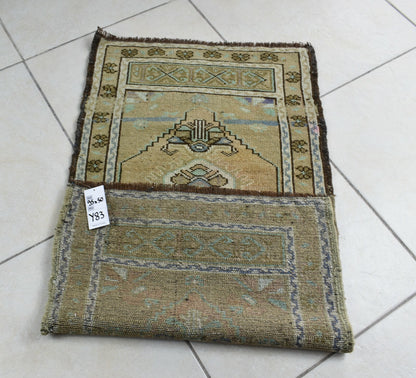 3.1x1.6 ft Anatolian Runner Small Vintage Rug Oushak Runner Mini Turkish Rug Y83