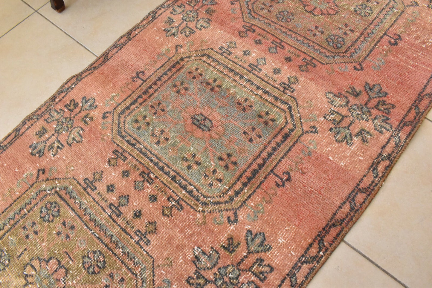 Traditional Handmade Runner Rug 3 x 11 ft Traditional Vintage Oushak Kilim C06