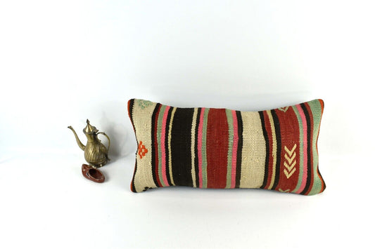 Home Decorative Handmade 12x24 Tribal Vintage Turkish Kilim Pillow Cover 3366