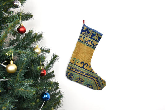 Kilim Christmas Stocking Vintage Rug Stocking Ethnic Decorative Xmas Socks S977