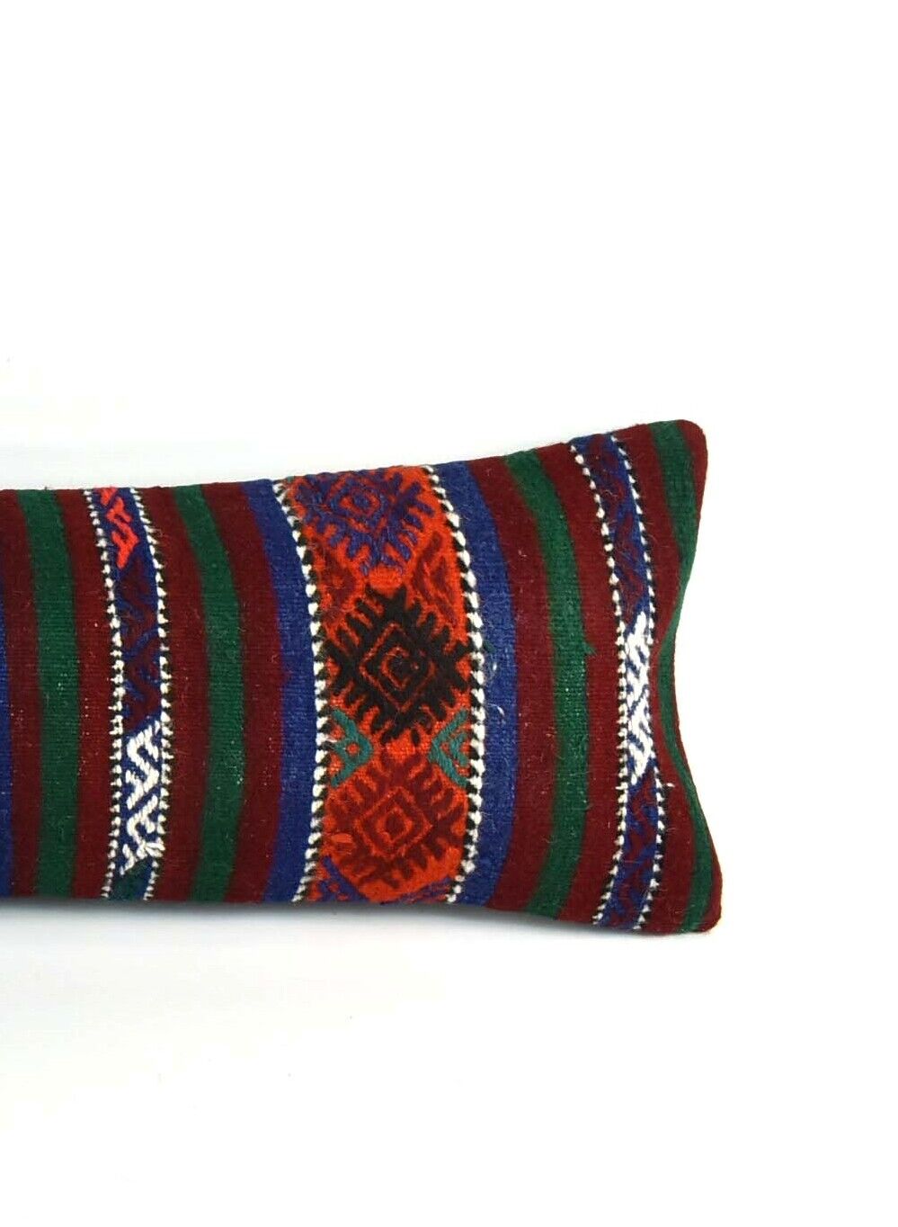 Long Kilim Pillow Cover 12x42 Handmade Oushak Rug Ethnic Ottoman Lumbar  A2088