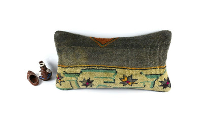 10x20 Kilim Lumbar Pillow Cover Vintage Ethnic Oushak Kilim Pillow Cover A3023